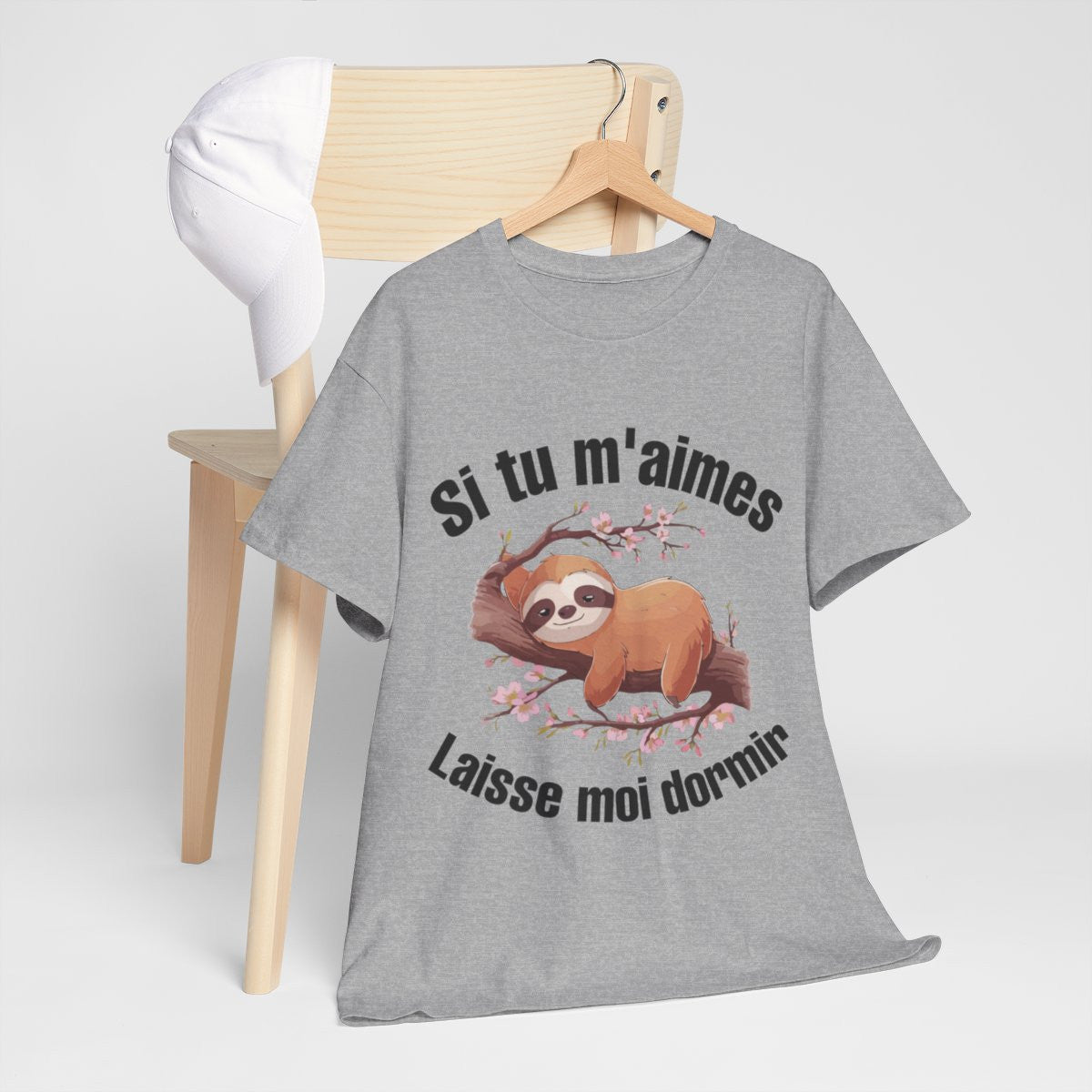 Tee shirt Unisex Si tu m'aimes laisse moi dormir idée cadeau humour paresseux homme femme rigolo