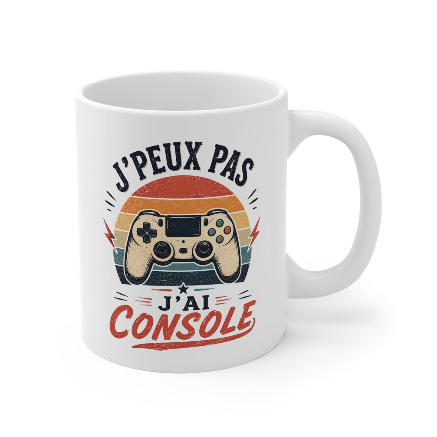Tasse J’Peux Pas J’Ai Console – Mug Humour Gamer Vintage – Cadeau Jeux Vidéo Homme Femme 325ml