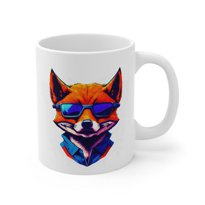 Mug Renard Stylisé 325ml – Tasse Céramique Design Moderne Coloré – Cadeau Original Animal Cool avec Lunettes