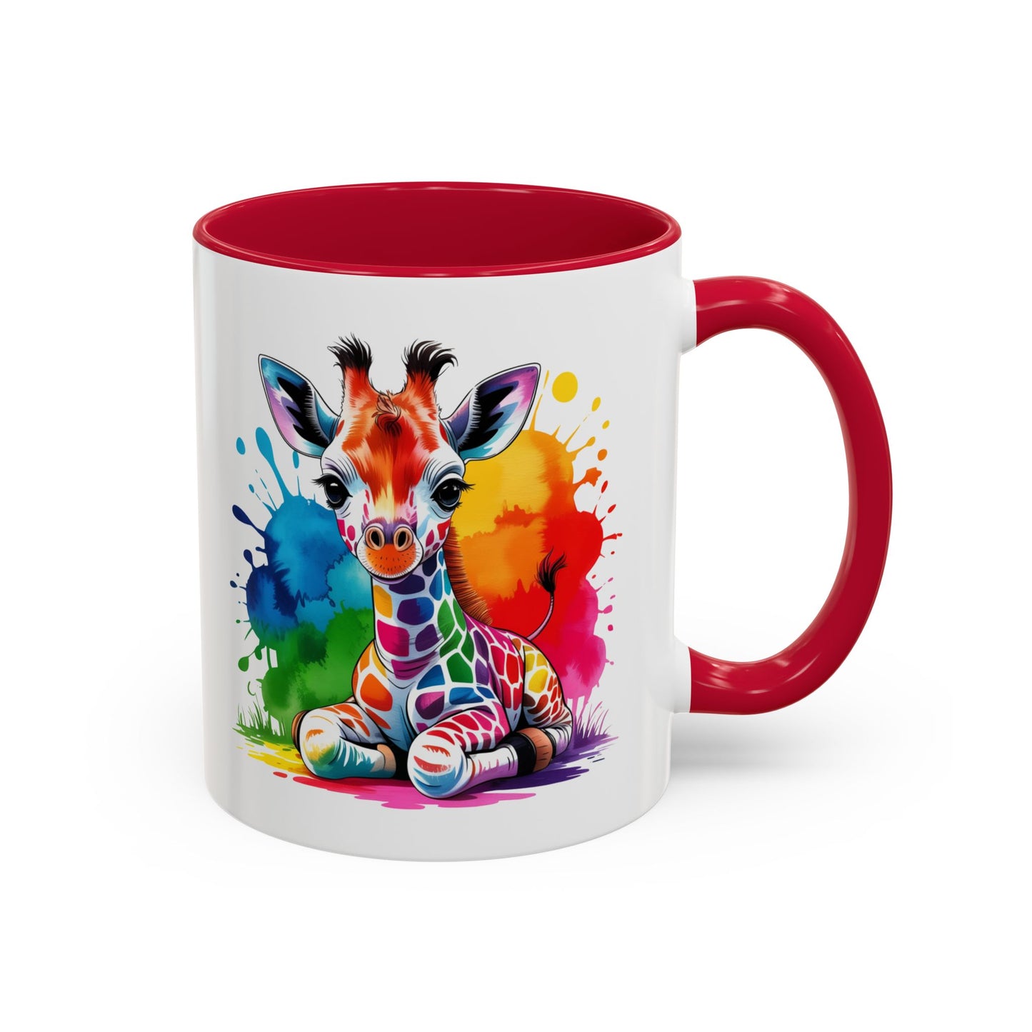 Mug Girafe Colorée Style Aquarelle – Tasse Animaux Kawaii Moderne – Idée Cadeau Originale 325ml