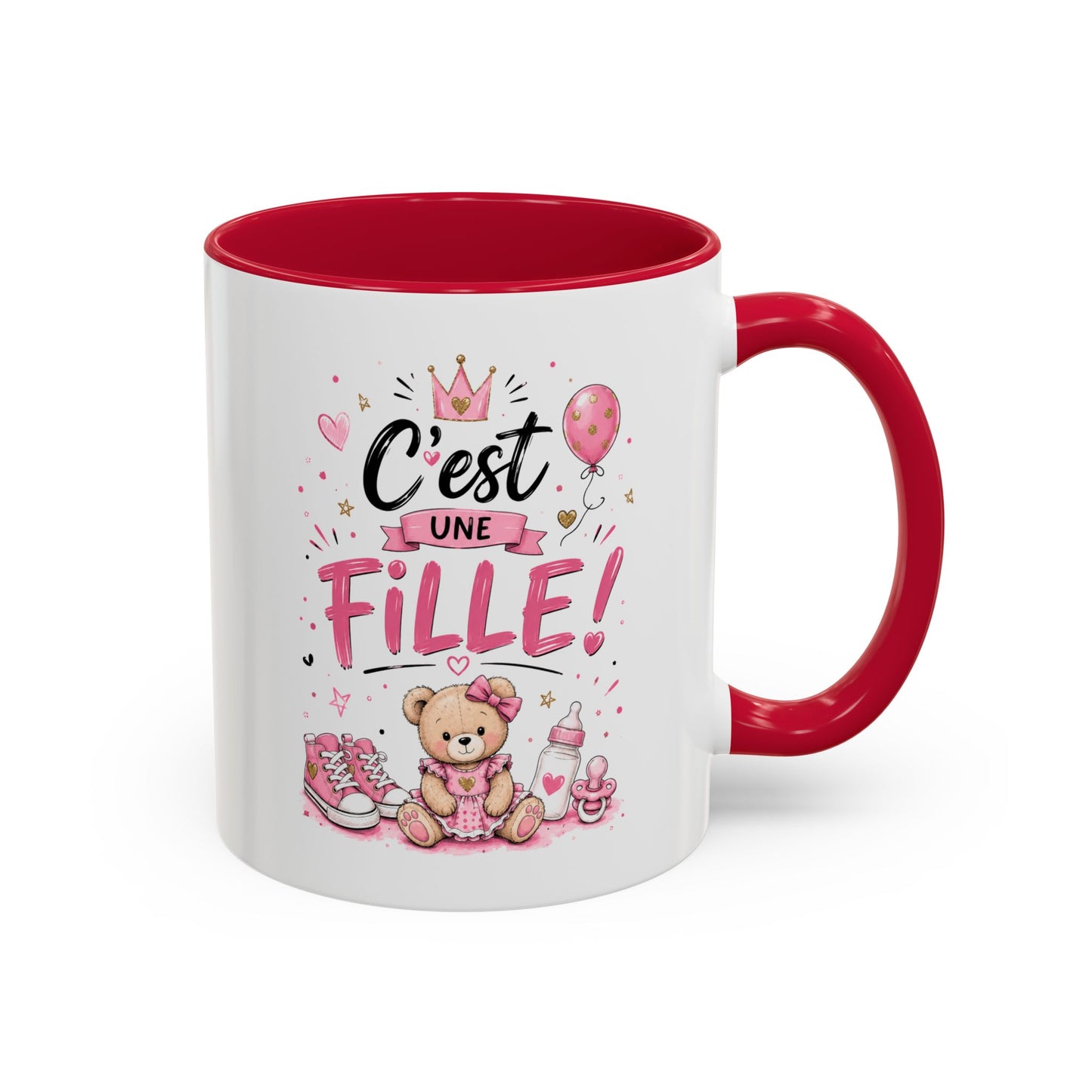 Mug C'est Une Fille – Tasse Annonce Grossesse Naissance Bébé Fille, Cadeau Futurs Parents, Baby Shower, Révélation du Sexe, Souvenir Naissance Noir Bleu Rouge