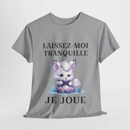 Tee shirt Unisex Laissez-moi tranquille je joue idée cadeau humour gaming animaux homme femme