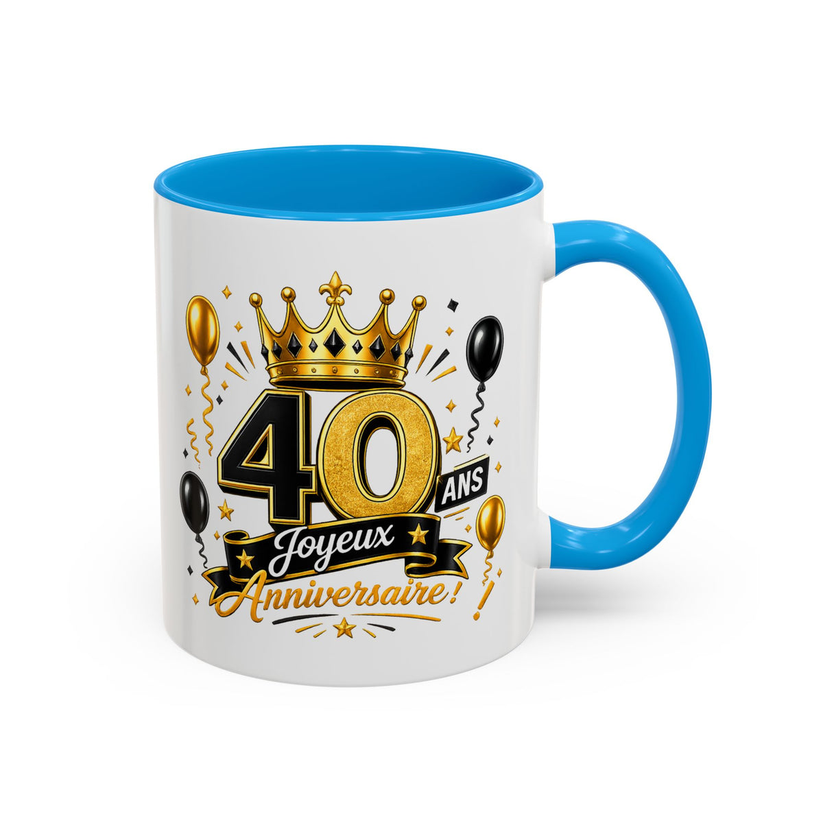 Mug Joyeux 40 Ans – Tasse Anniversaire 40 Ans – Cadeau Original pour Femme Homme – Idée Cadeau 40e Anniversaire Noir Bleu Rouge