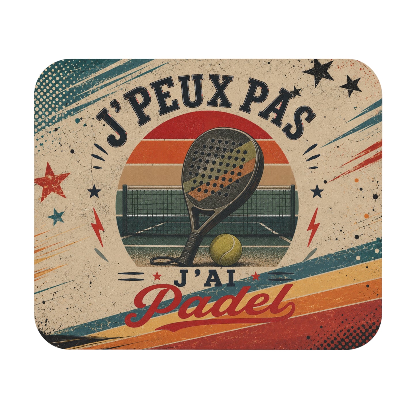 Tapis de Souris J'Peux Pas J'ai Padel Vintage – Cadeau Padel Homme et Femme – Accessoire Bureau Gamer Sport de Raquette Original