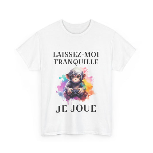 Tee shirt Unisex Laissez-moi tranquille je joue idée cadeau humour gaming animaux homme femme