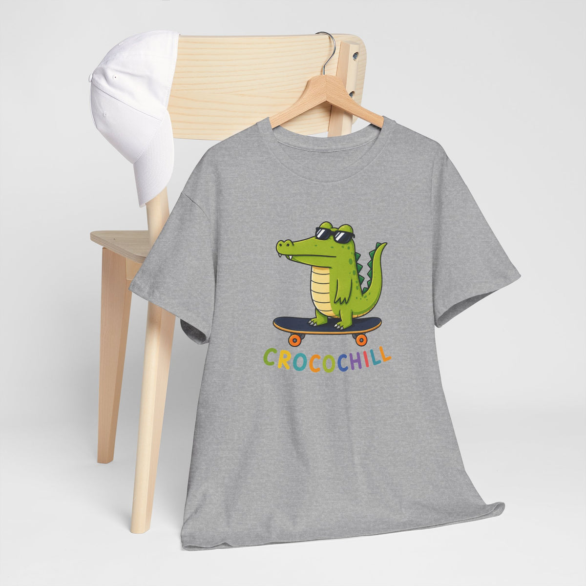 Tee Shirt Crocodile Skateboard Homme et Femme – Croco Chill – T-Shirt Humour Animal