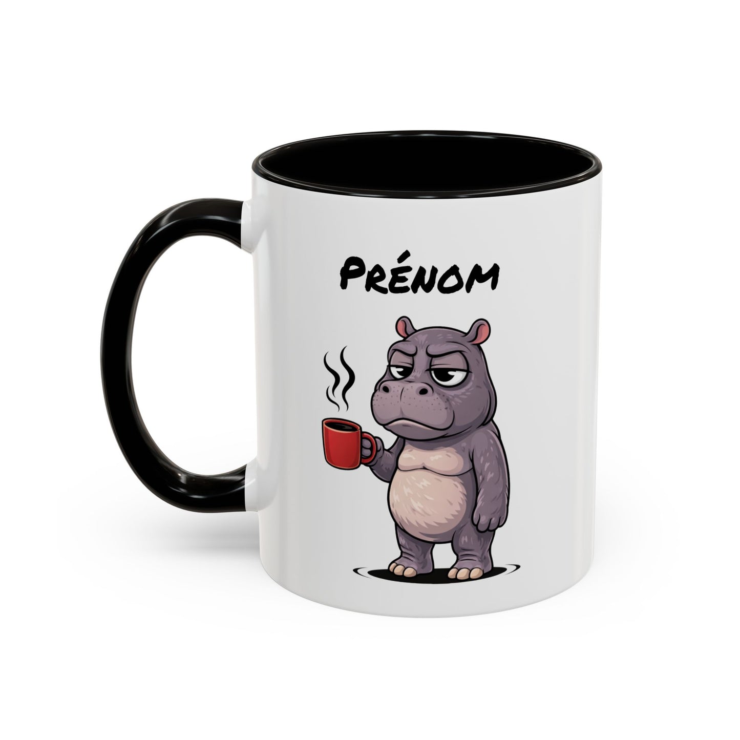 Mug Hippopotame Fatigué Personnalisable 325ml – Tasse Café Humour Animal Drôle Réveil Difficile Travail