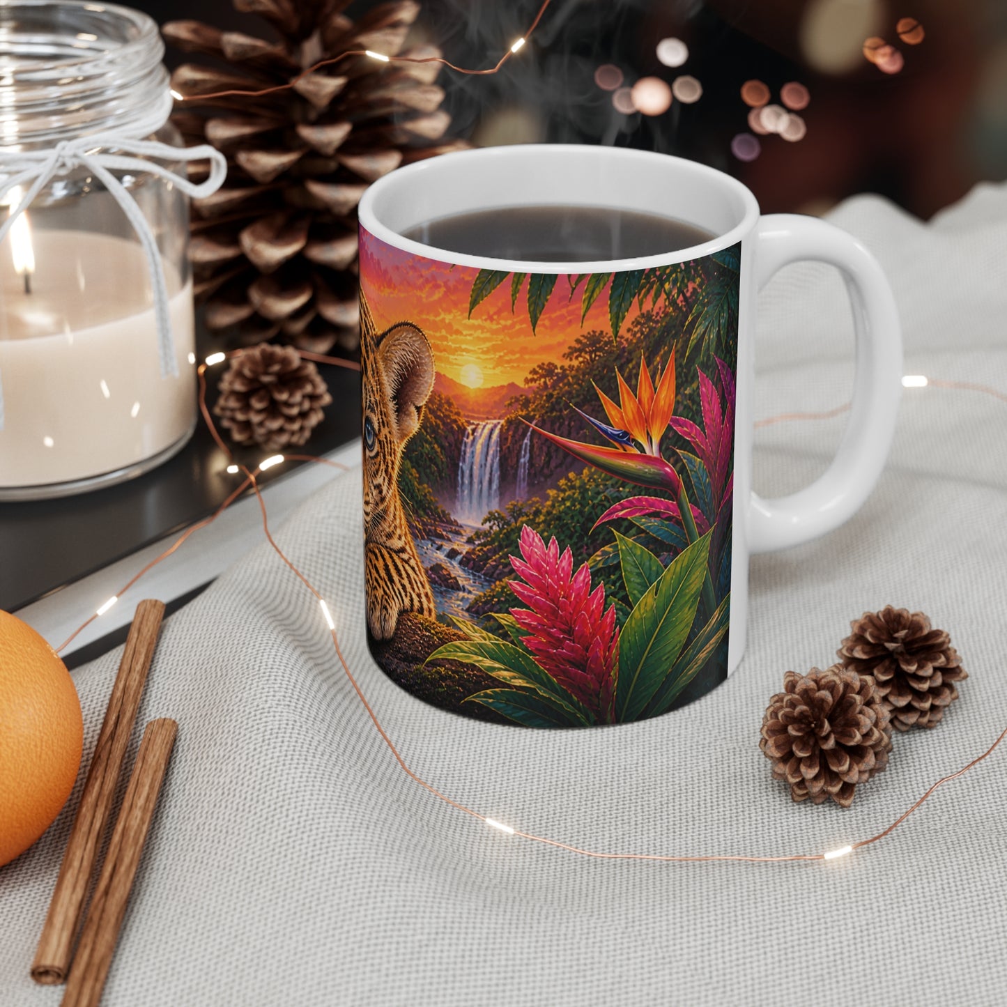 Tasse Bébé Léopard Tropical – Mug Jungle Coloré – Cadeau Animaux Sauvages Homme Femme Enfant 325ml