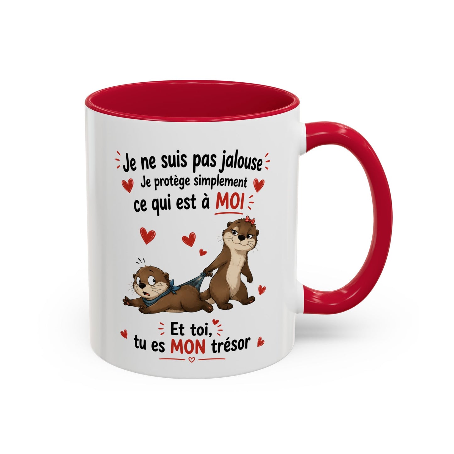 Tasse Je Ne Suis Pas Jalouse Je Protège Simplement Ce Qui Est À Moi – Mug Couple Loutre Humour Amour 325ml