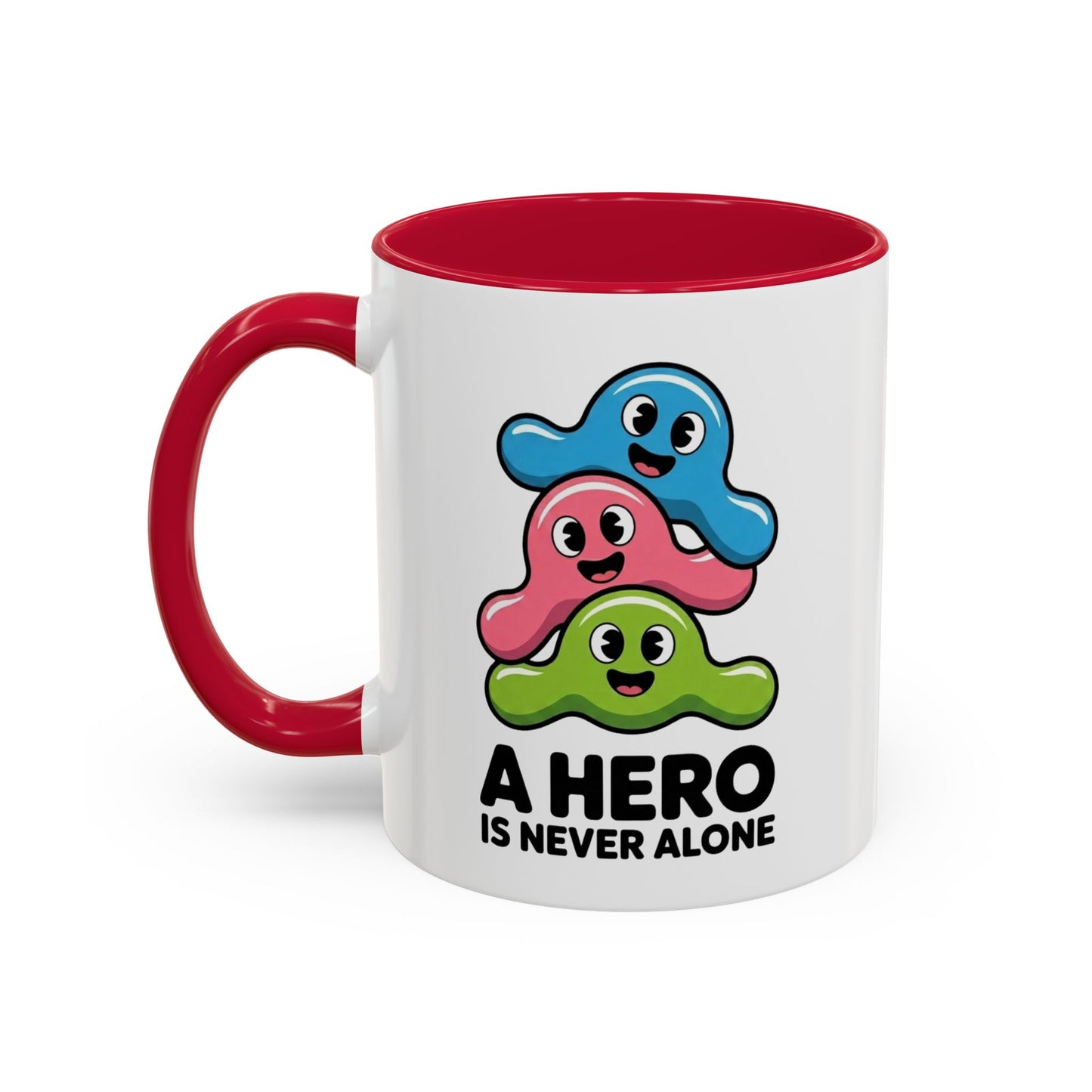 Mug Bactéries Humoristique – Tasse Microbes Fun A Hero Is Never Alone – Cadeau Original Drôle – Céramique 325ml Noir Bleu Rouge