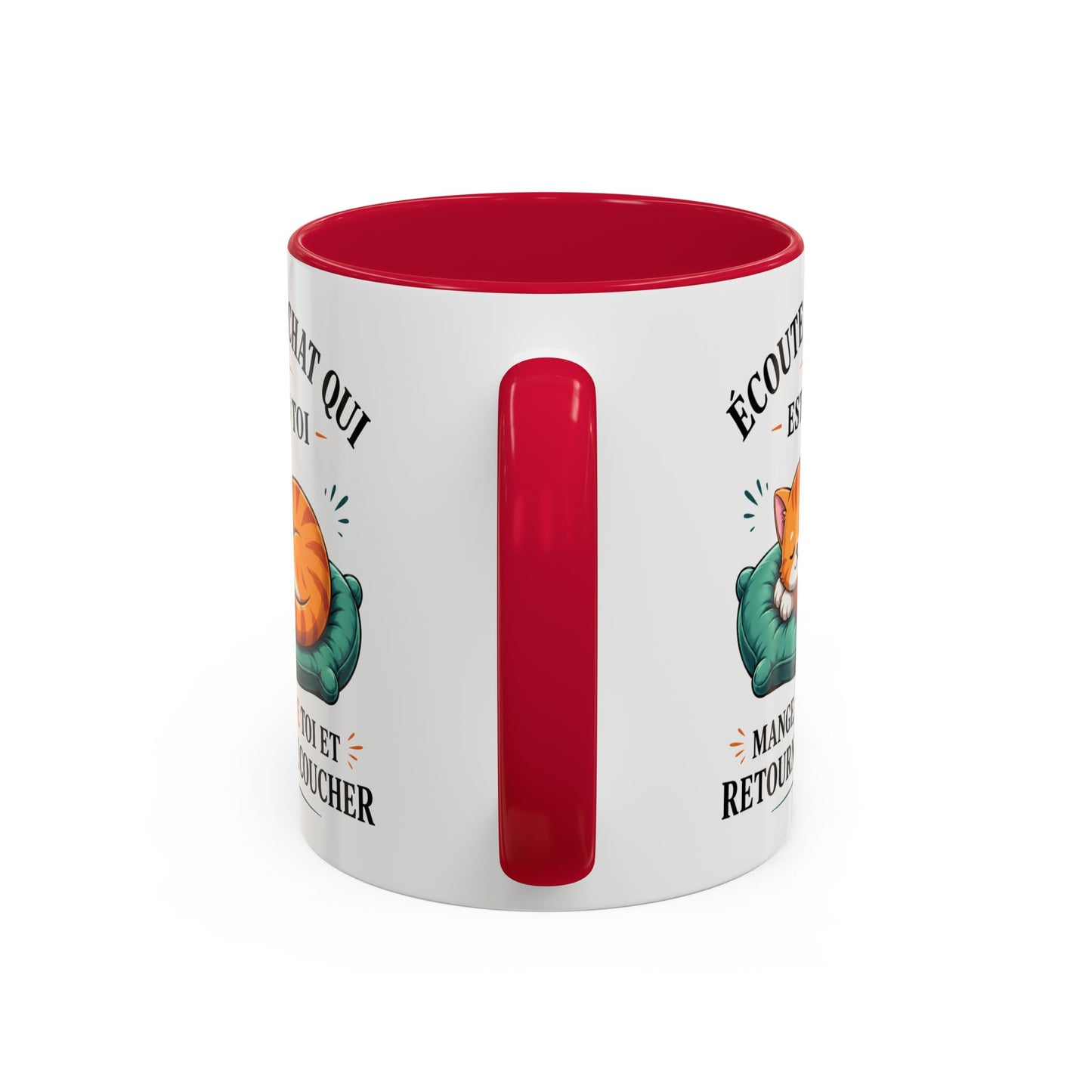 Tasse Écoute Le Chat Qui Est En Toi – Mug Chat Humoristique et Relax – Cadeau Femme Homme Amoureux des Chats 325ml