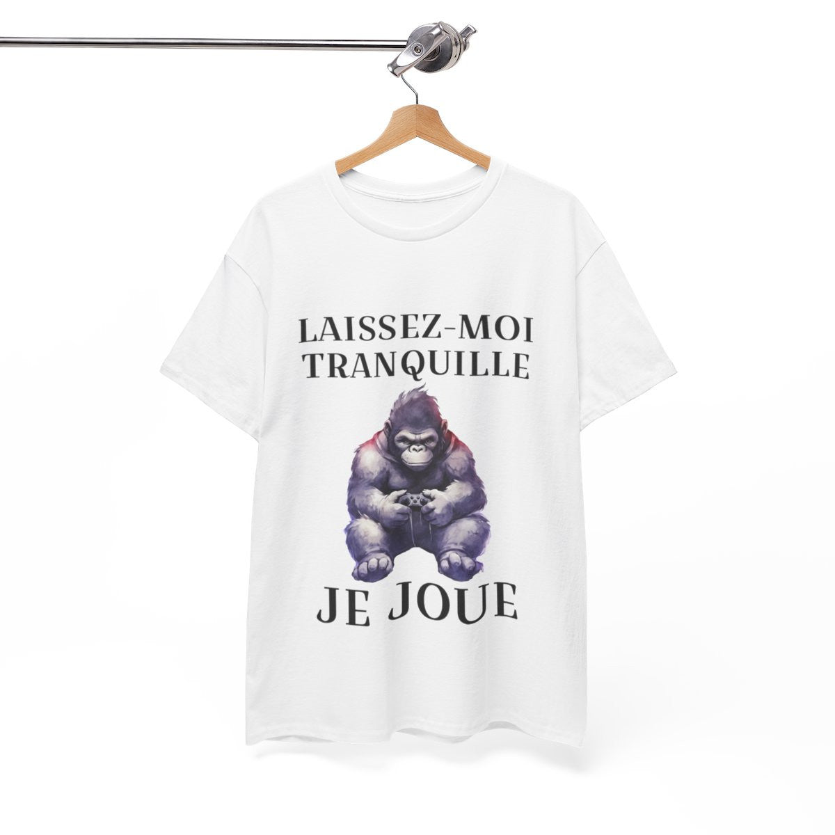 Tee shirt Unisex Laissez-moi tranquille je joue idée cadeau humour gaming animaux homme femme