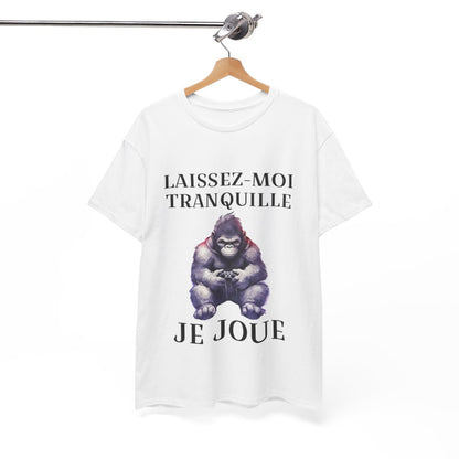 Tee shirt Unisex Laissez-moi tranquille je joue idée cadeau humour gaming animaux homme femme