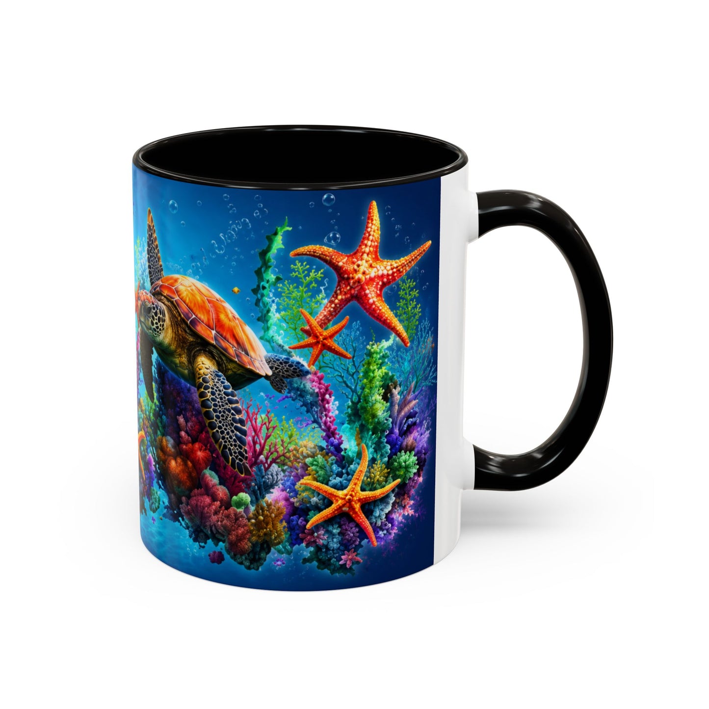 Tasse Tortue Marine Océan Tropical – Mug Fonds Marins Colorés et Poissons Exotiques – Cadeau Mer 325ml