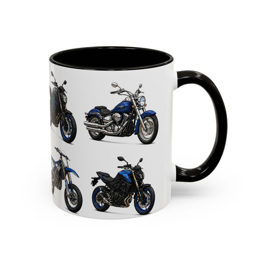 Tasse Motards et Passion Moto – Mug Motos Bleues Sportives et Cross – Cadeau Motocycliste 325ml