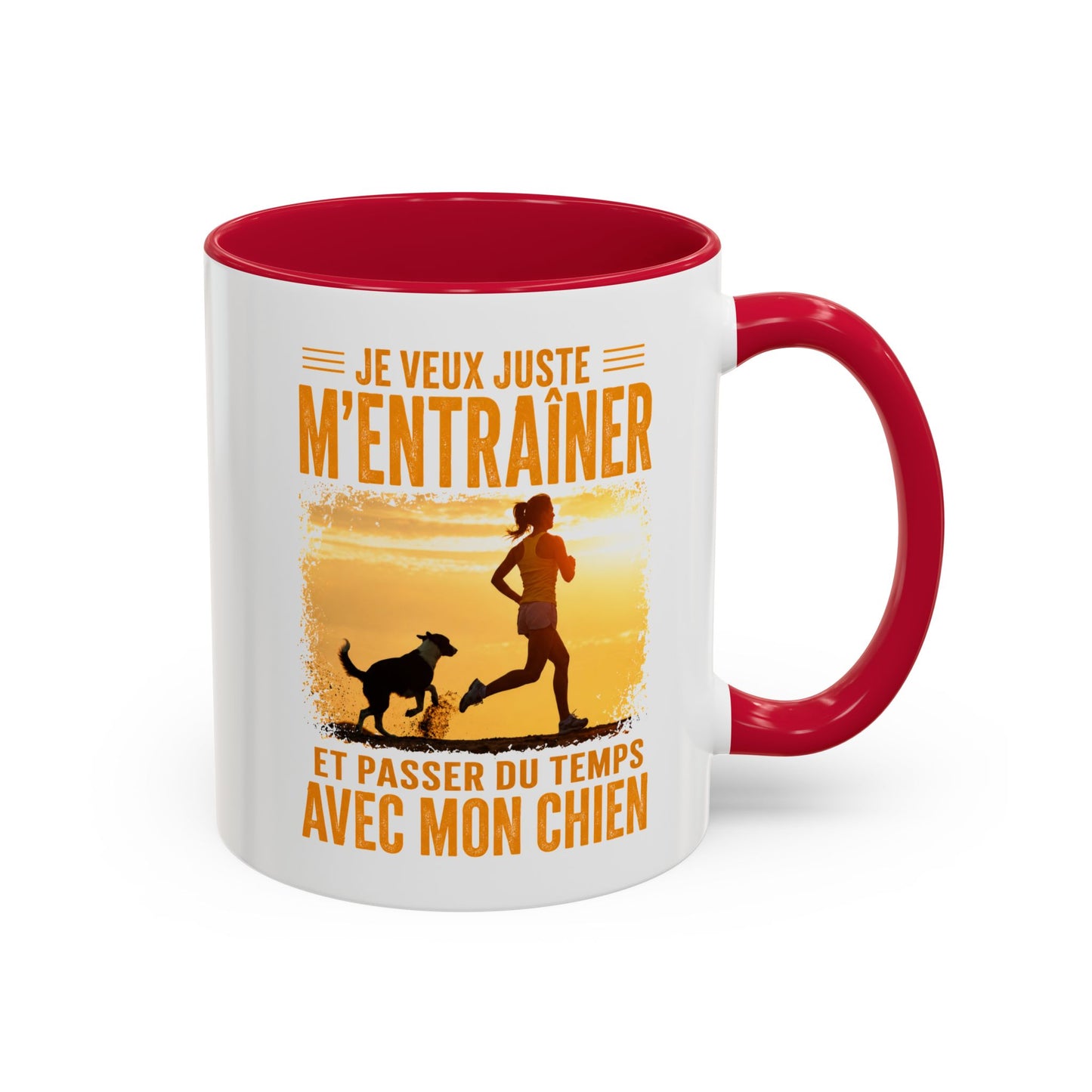 Mug Running Femme avec Chien – Tasse Course à Pied Jogging Sport – Cadeau Coureuse Amoureuse des Chiens Noir Bleu Rouge