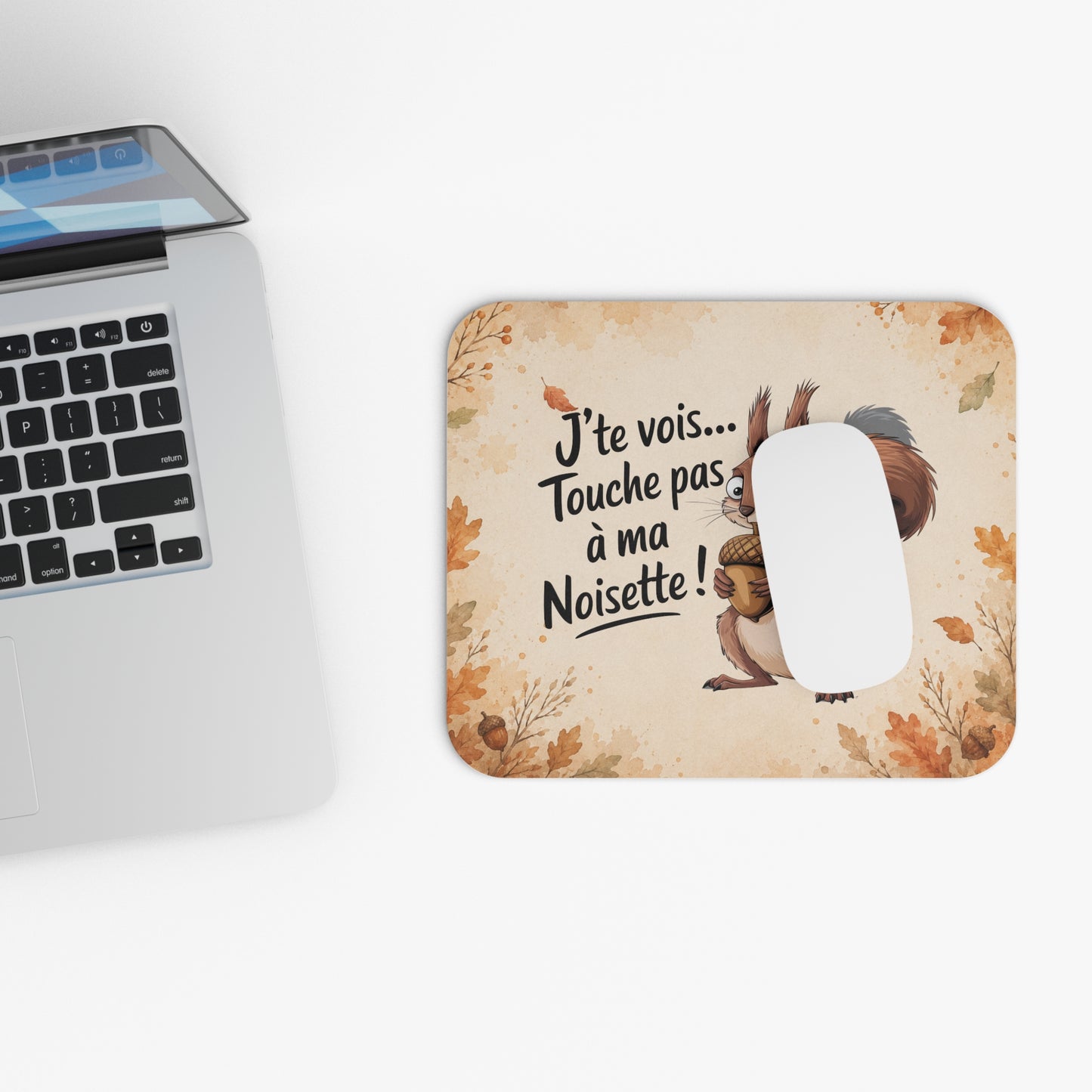Tapis de Souris 22x18cm J’te Vois Touche Pas à Ma Noisette – Écureuil Humour – Cadeau Drôle Originalv