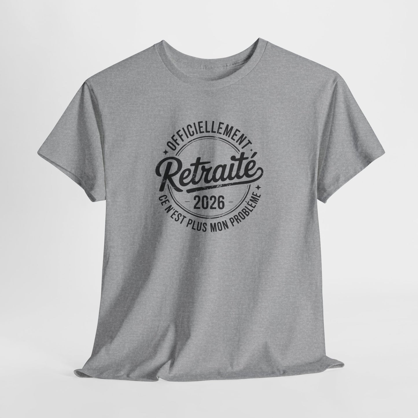 T-Shirt Retraite 2026 Homme – Cadeau Retraité Humour – Tee Shirt Officiellement Retraité Noir Blanc Gris