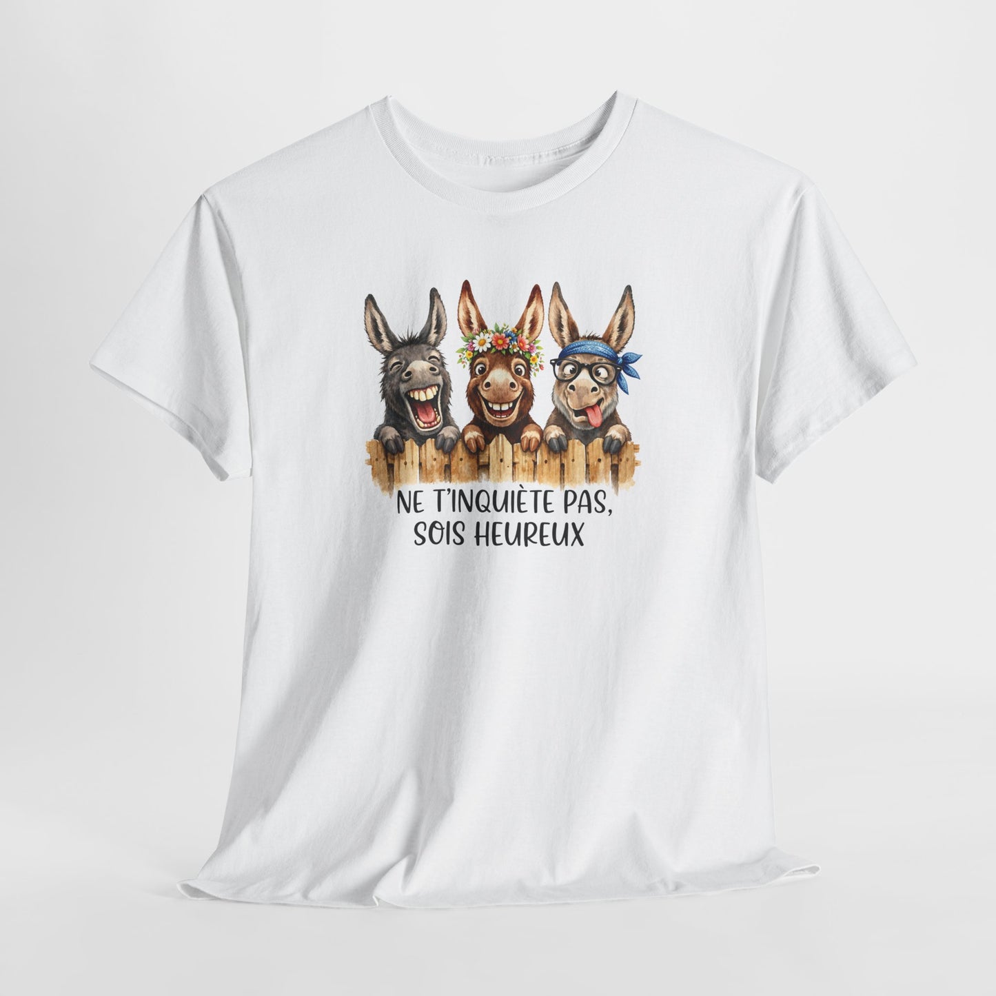 Tee-Shirt Homme et Femme Humour – Ânes Drôles et Rigolos – Cadeau Original Amusant pour Amoureux des Animaux