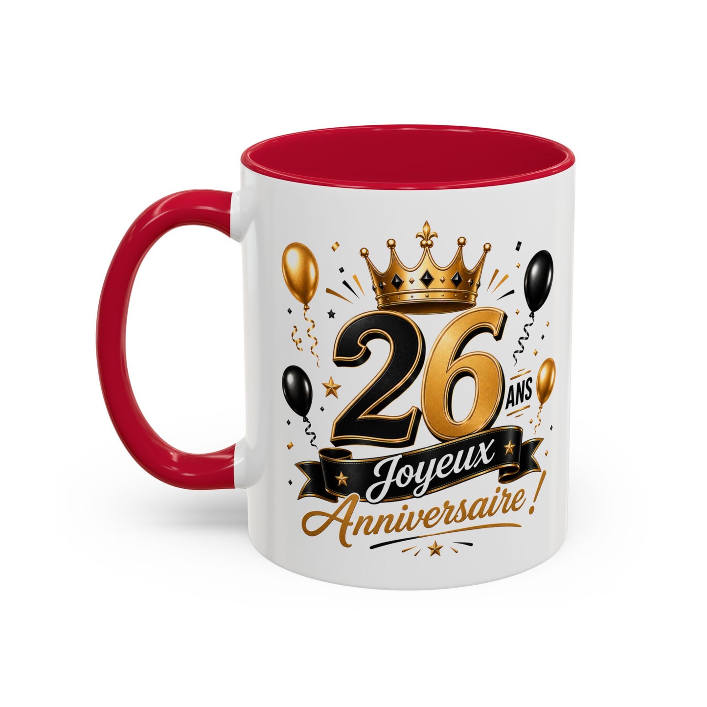 Mug Joyeux 26 Ans – Tasse Anniversaire 26 Ans – Cadeau Original pour Femme Homme – Idée Cadeau 26e Anniversaire Noir Bleu Rouge
