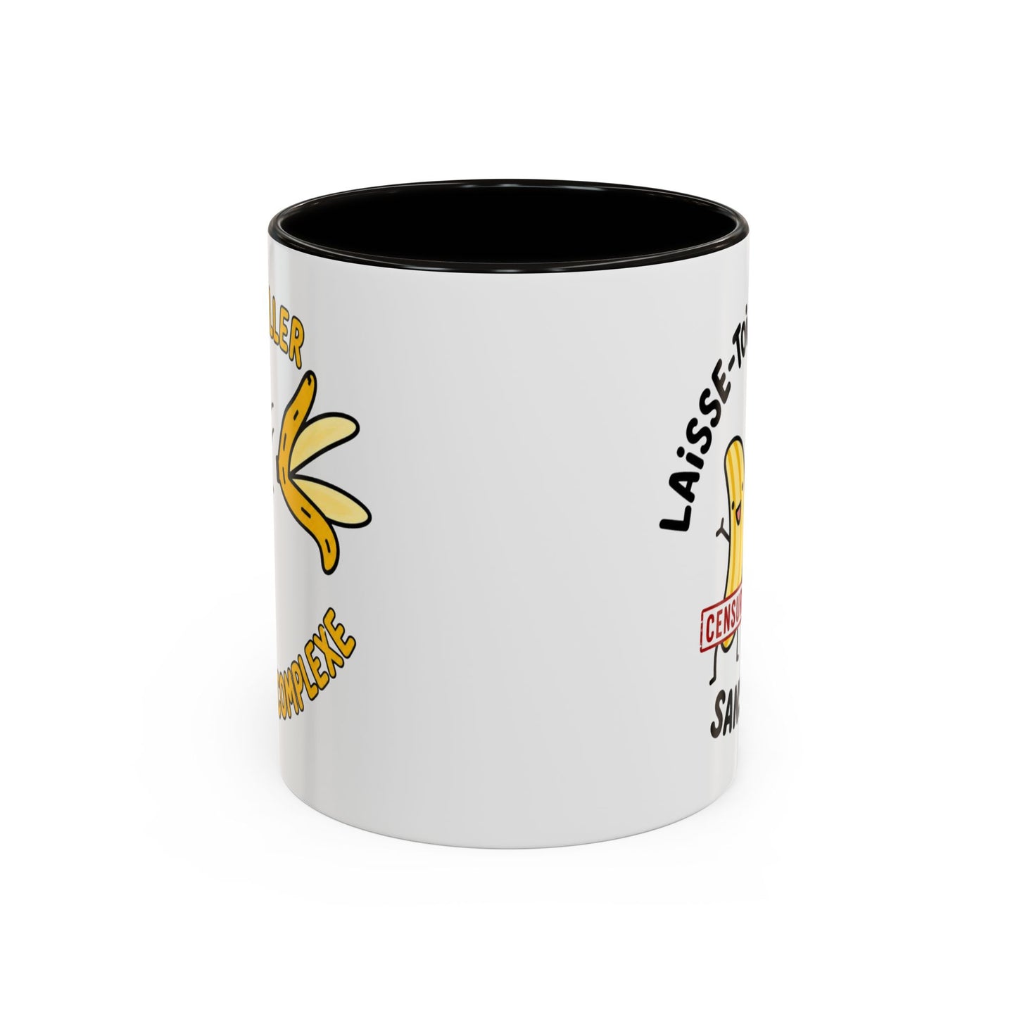 Mug Humour Banane – Laisse-Toi Aller Sans Complexe – Tasse Drôle et Décalée Cadeau Original Fun Céramique 325ml Noir Jaune