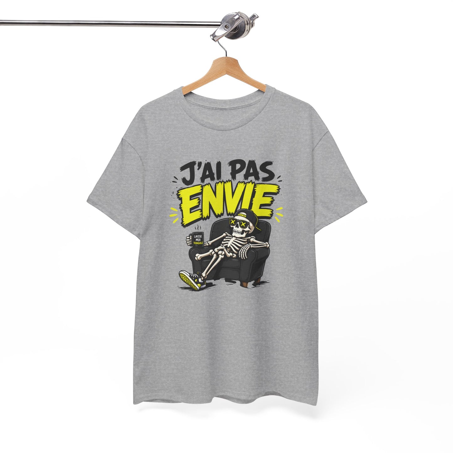 T-Shirt Humour J’ai Pas Envie – Tee Shirt Drôle Adulte Flemme Fatigue Travail Canapé Citation Fun Cadeau Collègue Homme Femme