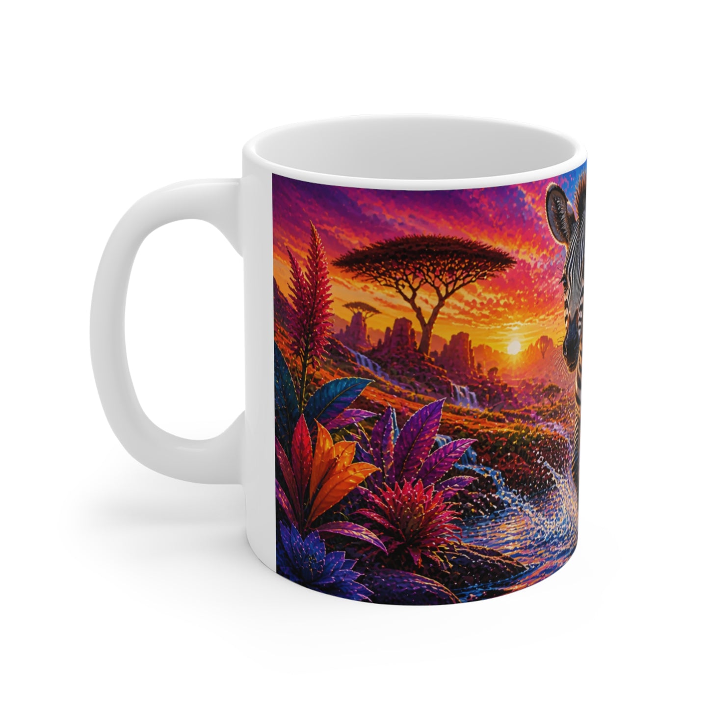 Tasse Zèbre Tropical – Mug Safari Coloré – Cadeau Animaux Sauvages Homme Femme Enfant 325ml