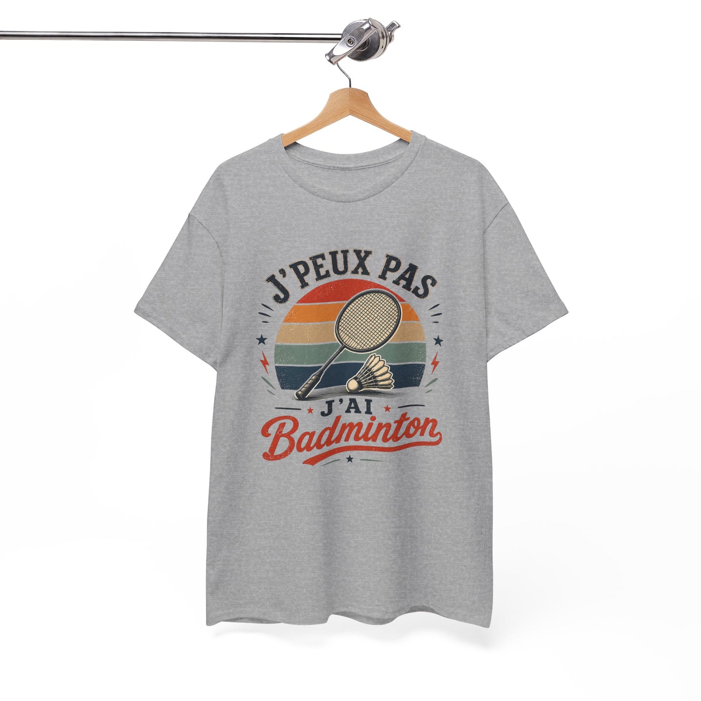 T-Shirt Badminton Homme Femme – J’Peux Pas J’Ai Badminton – Tee Shirt Raquette Volant Vintage Joueur Badiste Sport Entraînement Cadeau Passion Badminton