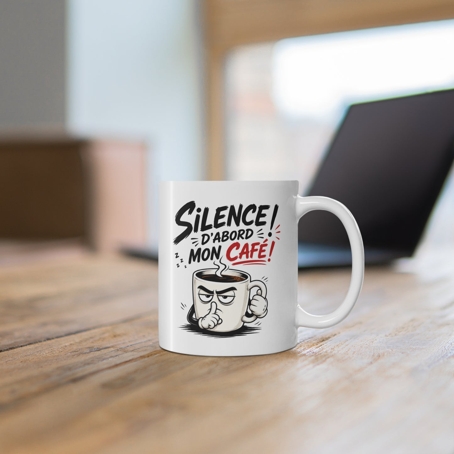 Mug Silence d’Abord Mon Café – Tasse Humour Café – Cadeau Drôle Original Homme Femme – Pause Café