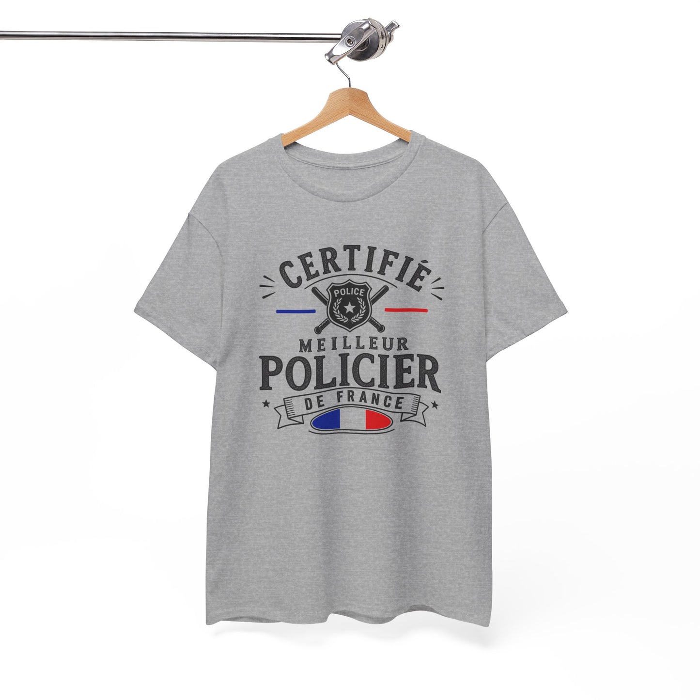 Tee Shirt Policier Homme – Certifié Meilleur Policier de France – T-Shirt Métier Police Cadeau Original Homme