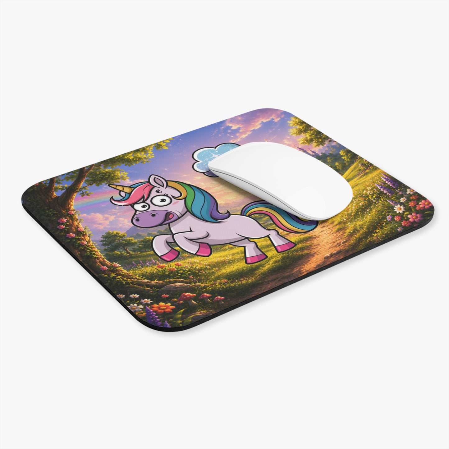 Tapis de Souris 22x18cm  Pet Licorne Paillette Arc-en-Ciel – Design Humour Fantaisie – Accessoire Bureau Gaming – Cadeau Licorne Femme Fille Ado Enfant