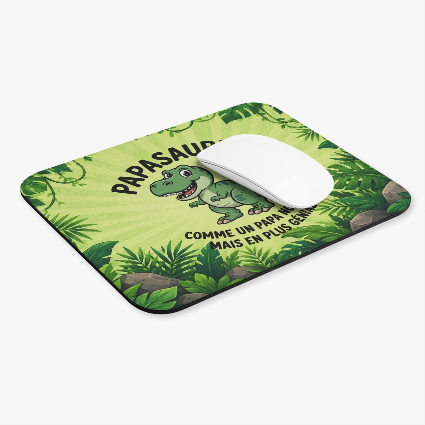Tapis de Souris 22x18cm Papasaurus Papa Dinosaure Drôle Cadeau Papa Humour Jurassic Bureau Gaming Fête des Pères