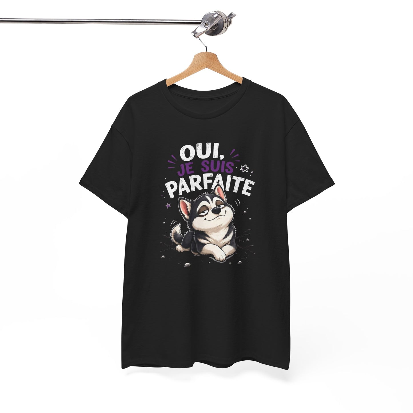 Tee-Shirt Femme Humour Chien Husky – Idée Cadeau Drôle Original Femme – Vêtement Humoristique Amoureuse des Chiens Anniversaire