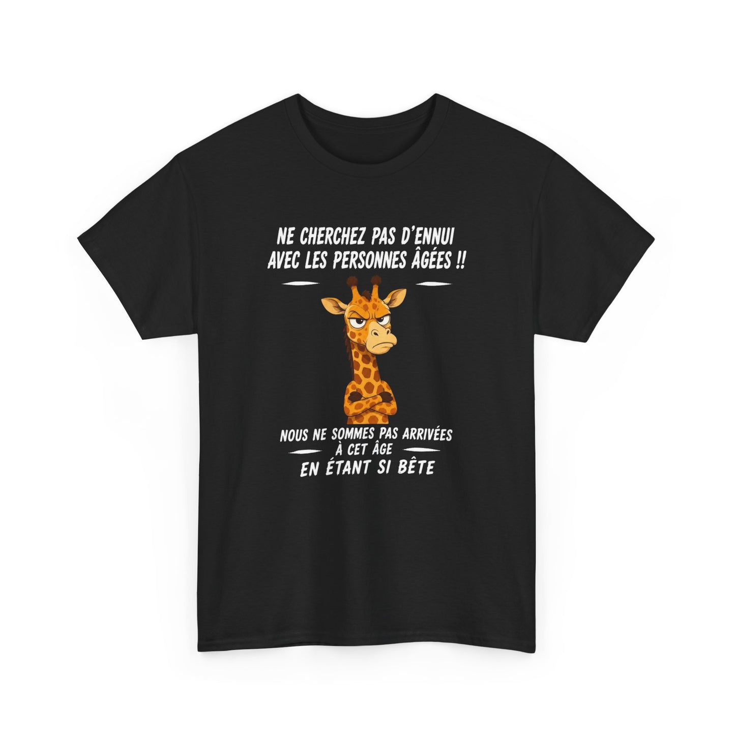 Tee-Shirt Humour Senior Retraité – Cadeau Homme Femme Personne Âgée – Girafe Drôle Anniversaire Retraite