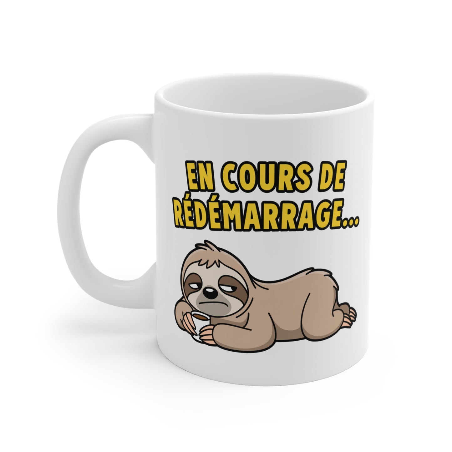 Tasse En Cours de Redémarrage – Mug Paresseux Humour Fatigue – Cadeau Drôle Homme Femme 325ml