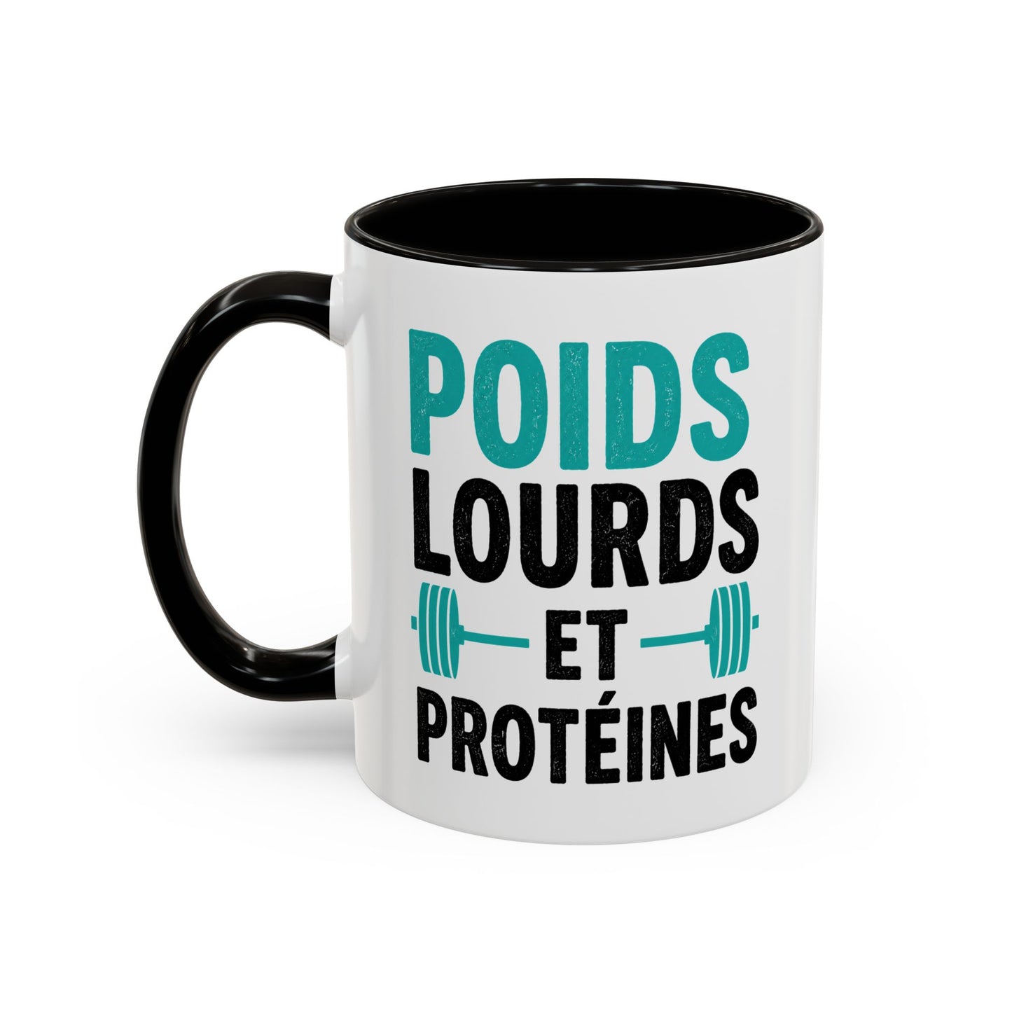 Mug Fitness Musculation – Tasse Haltères Protéines – Cadeau Sportif Original Homme et Femme Noir Bleu Rouge