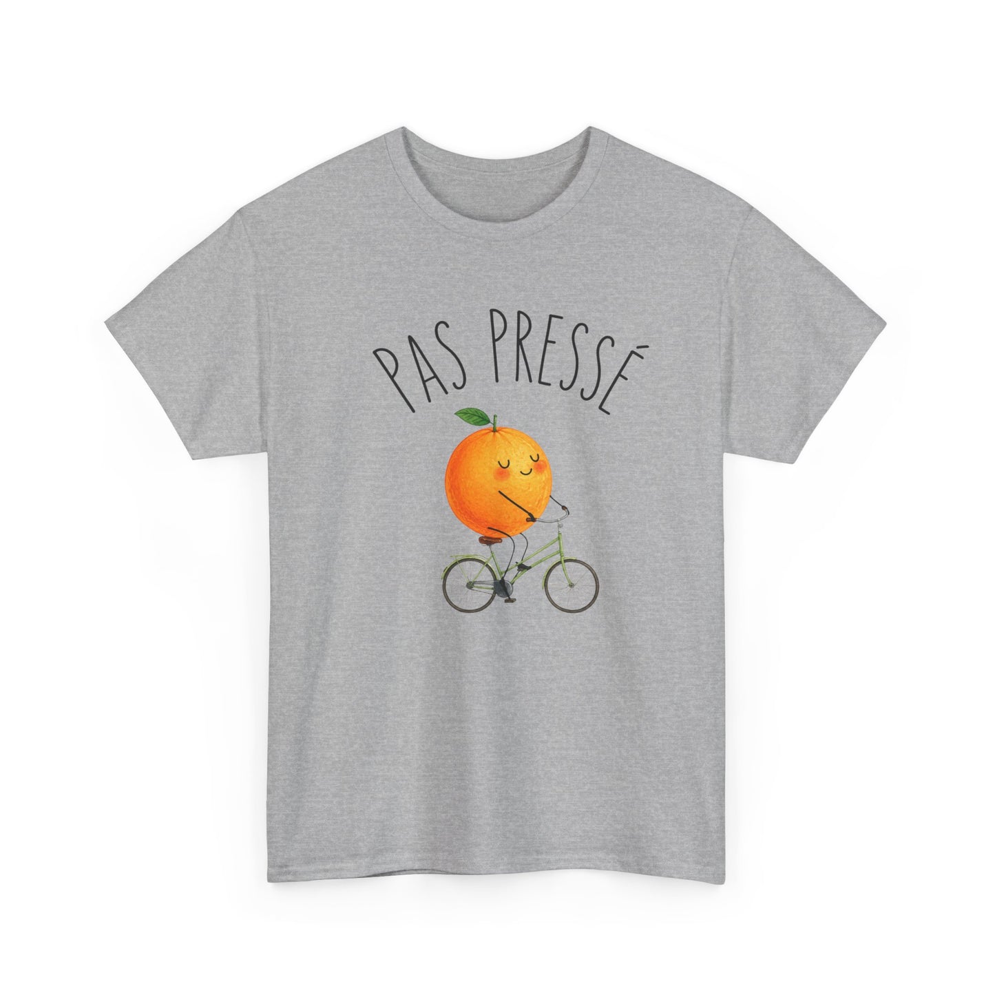 Tee Shirt Pas Pressé Orange à Vélo – T-Shirt Humour Fruit Mignon – Cadeau Homme Femme Original