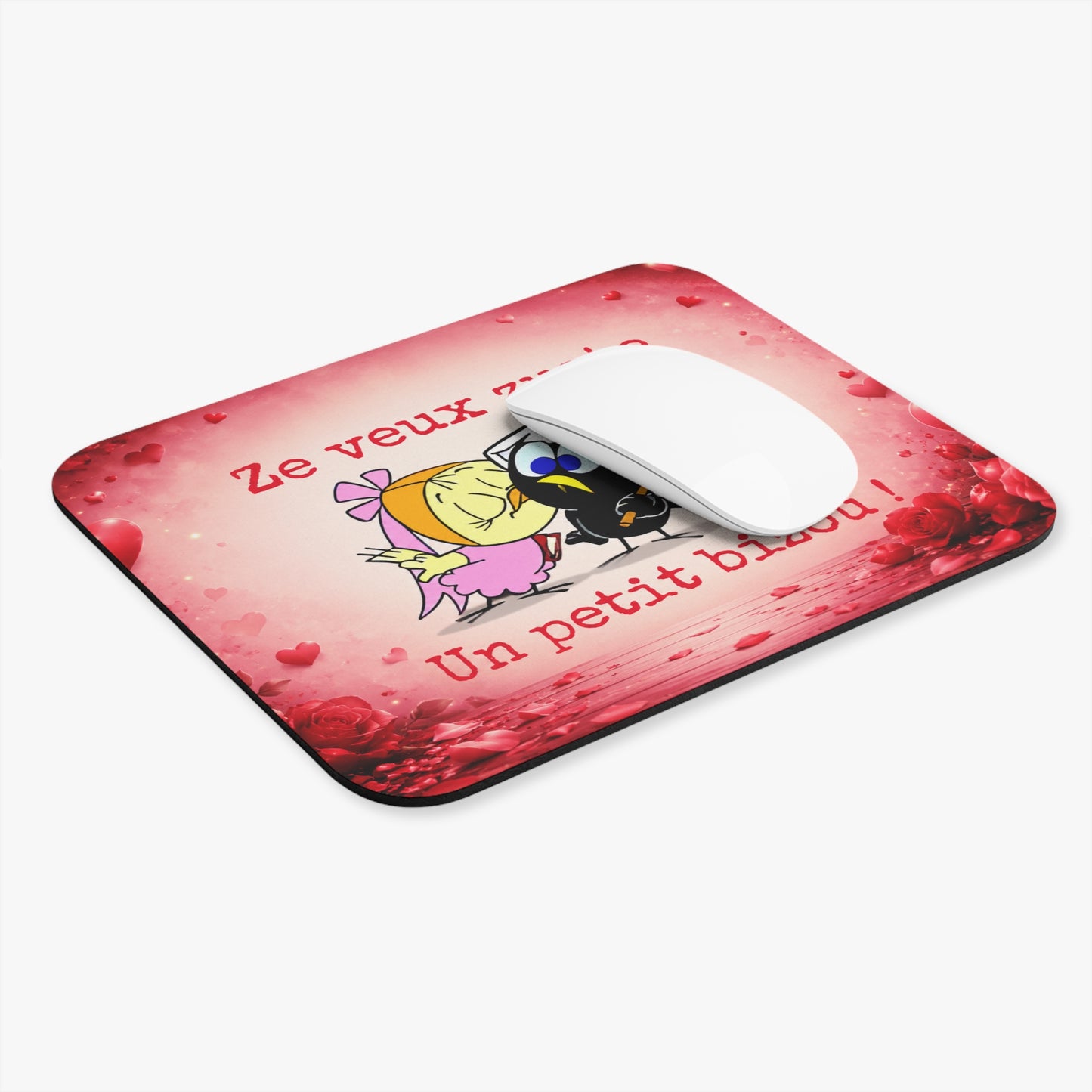 Tapis de Souris  Calimero Ze Veux Zuste Un Petit Bizou – Cadeau Humour Amour Couple – Design Romantique Vintage Homme Femme