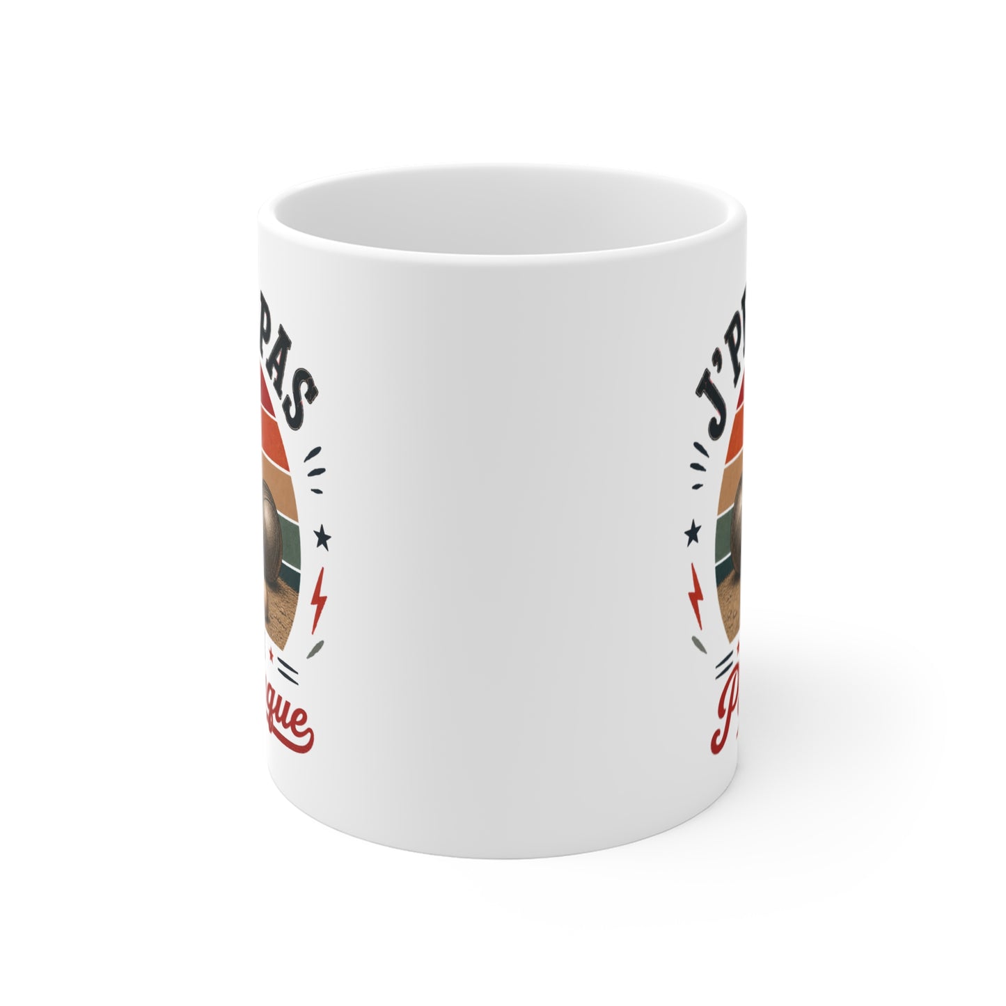 Tasse J’Peux Pas J’Ai Pétanque – Mug Humour Joueur de Boules Vintage – Cadeau Homme Femme 325ml