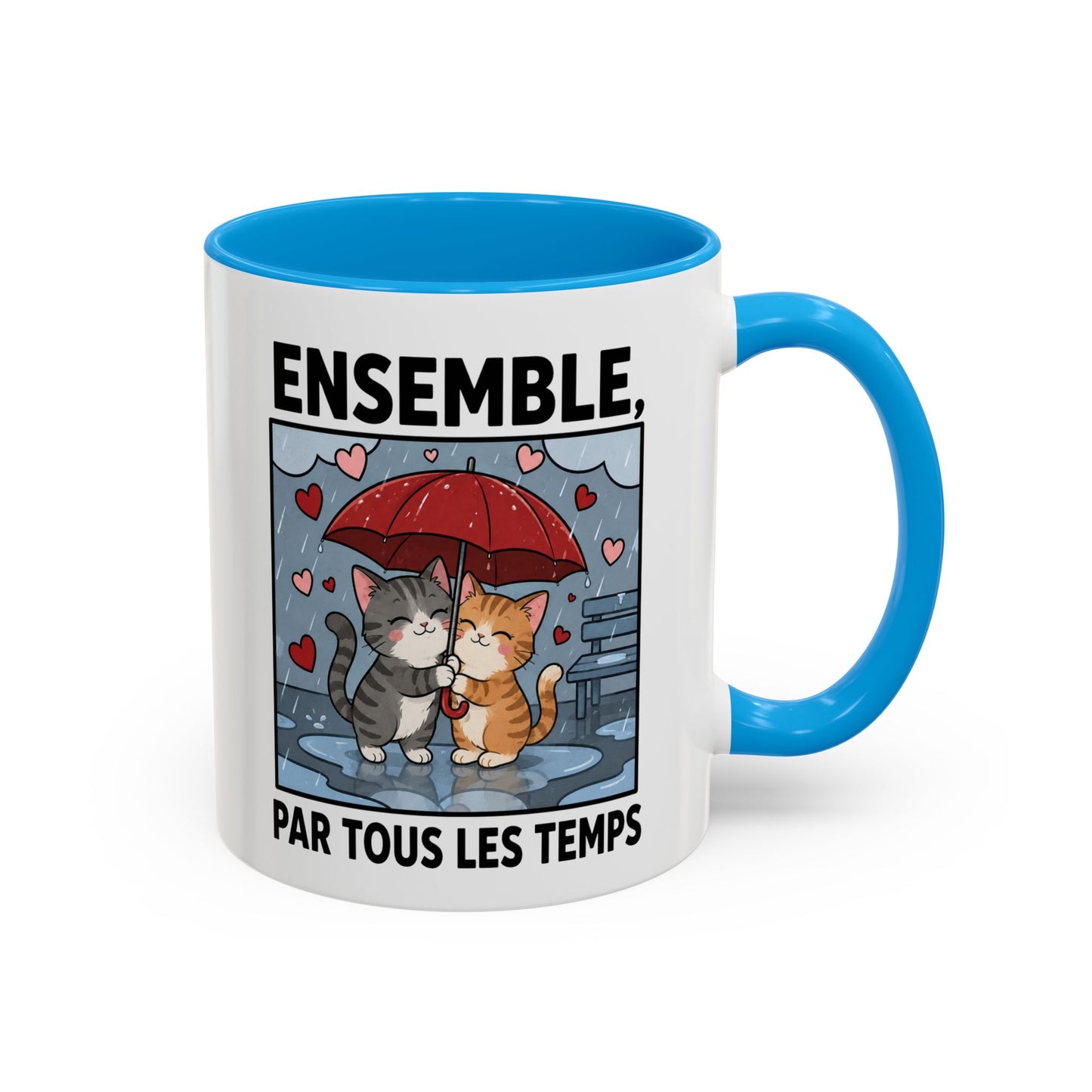 Tasse Ensemble Par Tous Les Temps – Mug Couple Chats Amoureux – Cadeau Saint-Valentin Homme Femme 325ml
