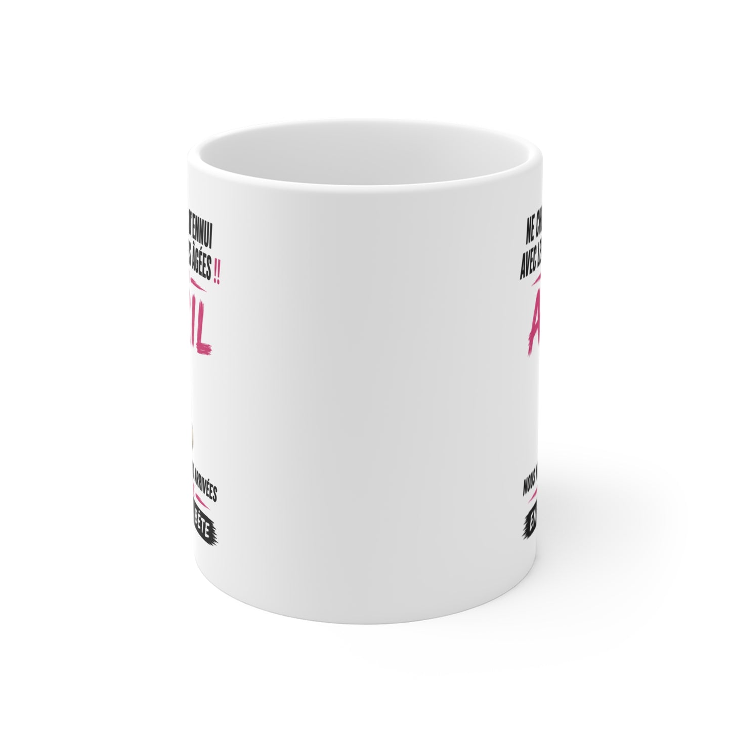 Tasse Retraite Avril Humour – Mug Personne Âgée Lapin Drôle – Cadeau Retraité 325ml