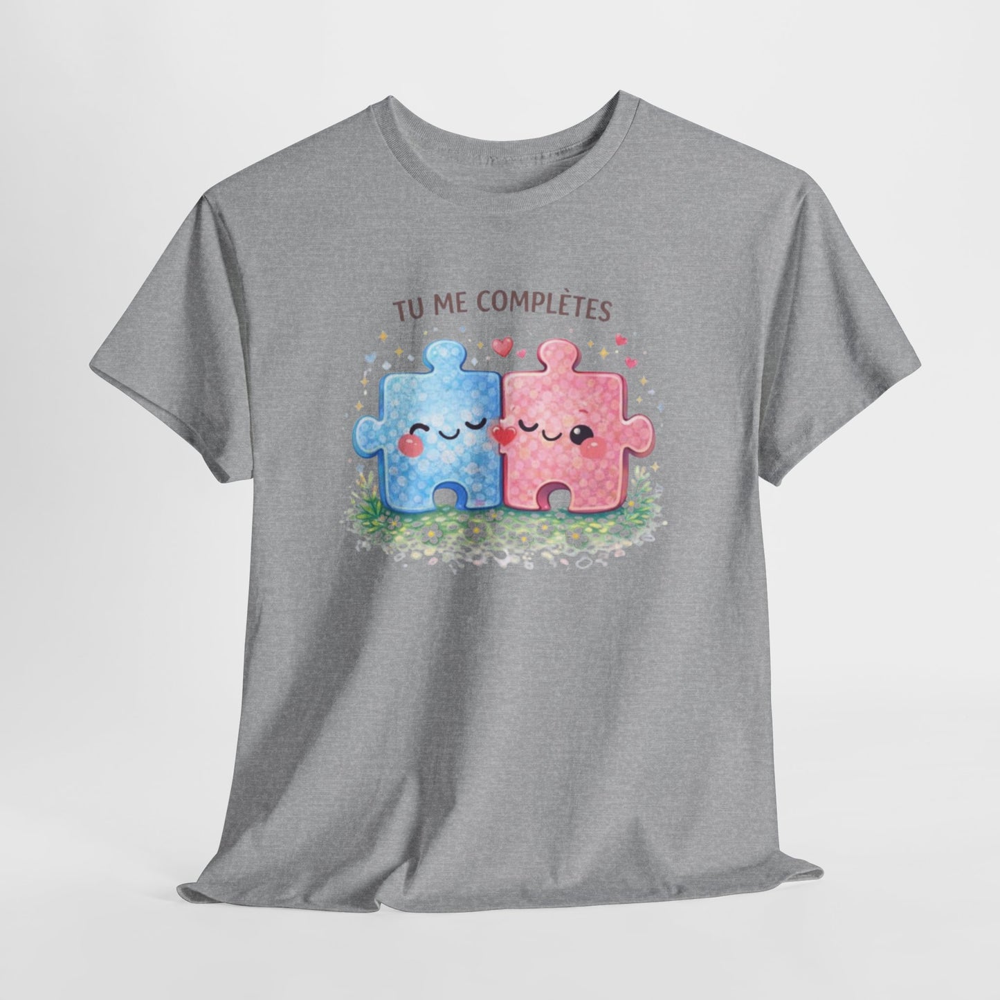 Tee Shirt Tu Me Complètes Puzzle Couple Amour – T-shirt Romantique Saint Valentin – Idée Cadeau