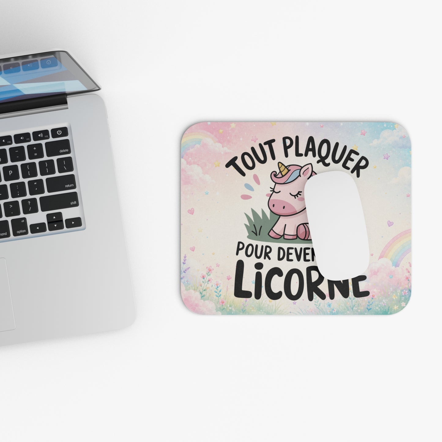 Tapis de Souris 22x18cm Tout Plaquer Pour Devenir Une Licorne Humour Licorne Kawaii Cadeau Homme et Femme Bureau Gaming
