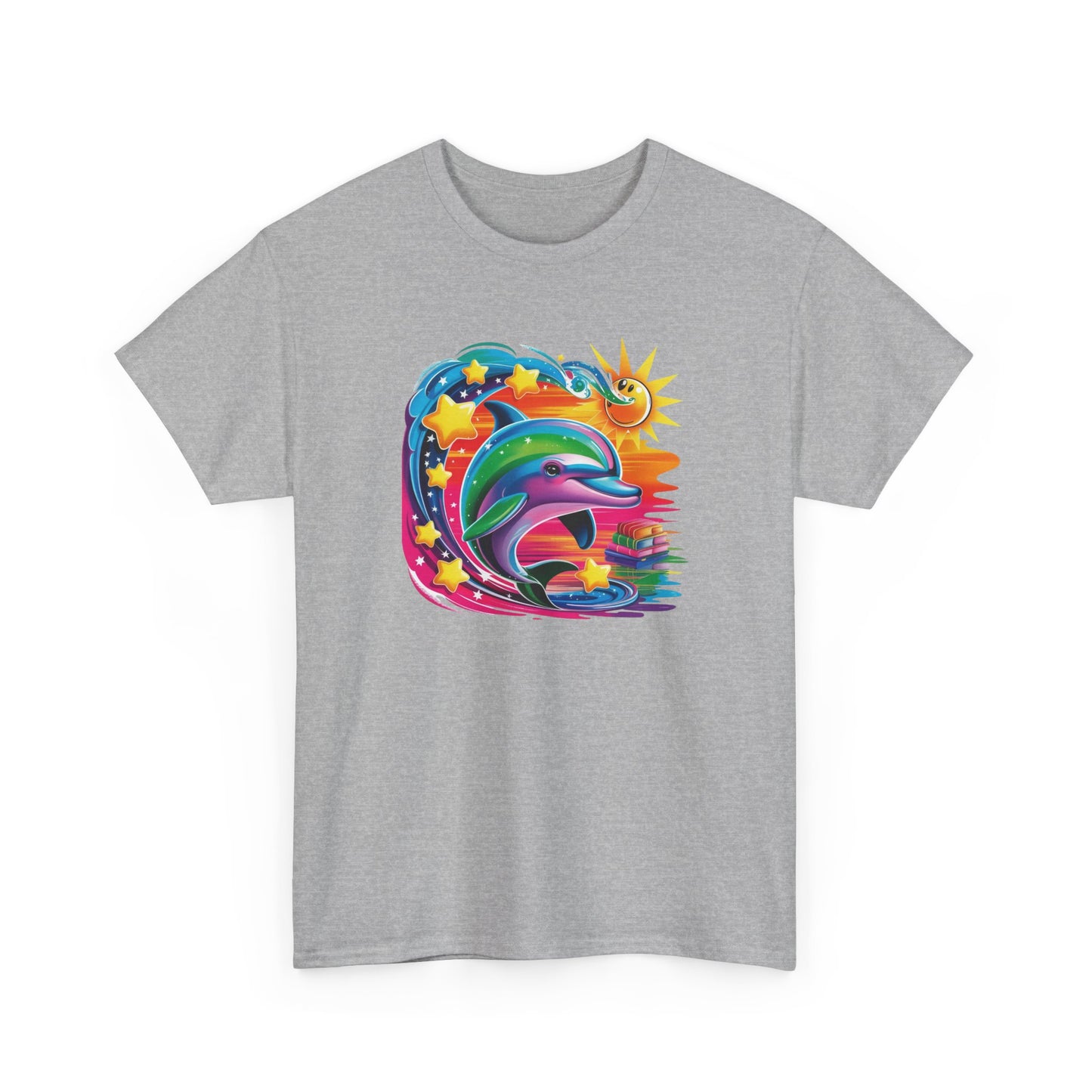 T-Shirt Dauphin Multicolore Fantaisie – Tee Shirt Animal Marin Style Cosmique Étoilé – Cadeau Adulte Original Noir Blanc Gris