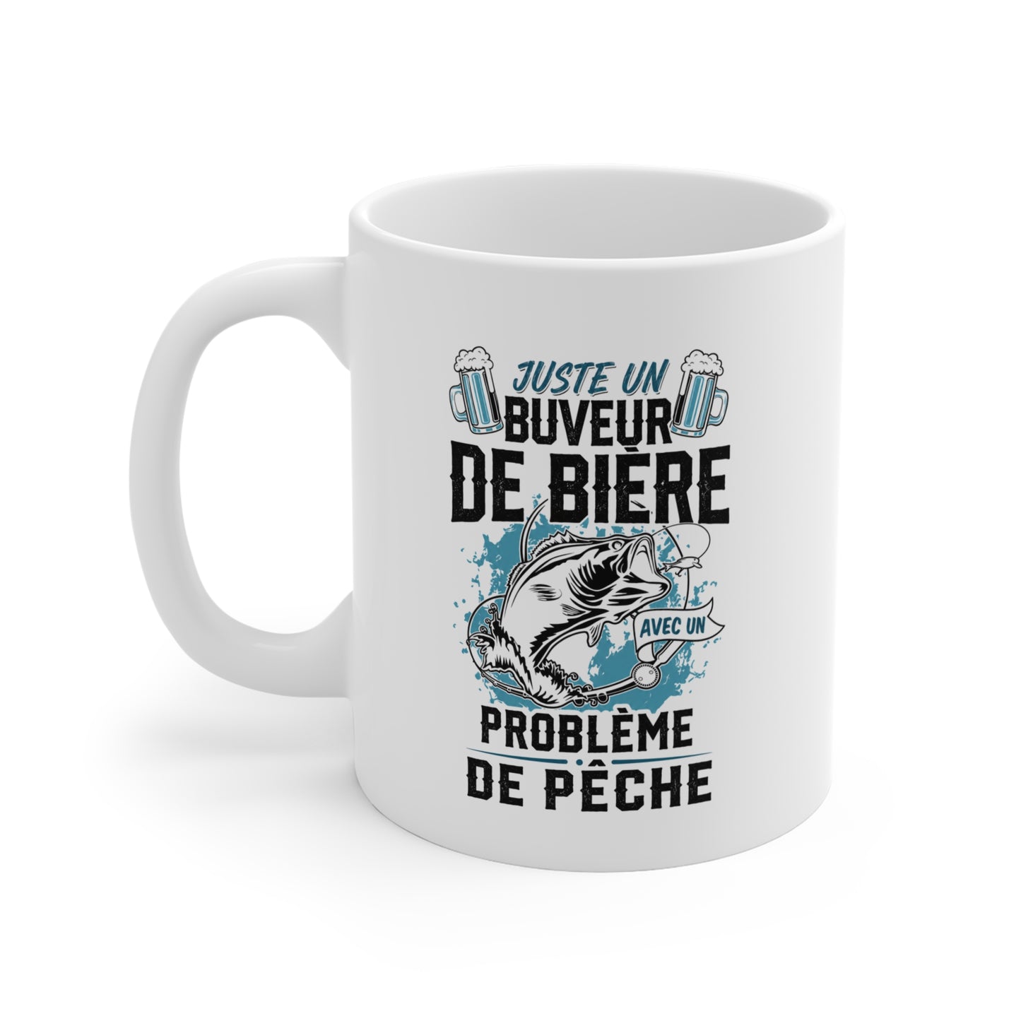 Mug Pêcheur Bière – Tasse Humoristique Poisson – Idée Cadeau Homme Passionné de Pêche – 325 ml