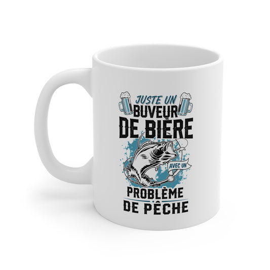 Mug Pêcheur Bière – Tasse Humoristique Poisson – Idée Cadeau Homme Passionné de Pêche – 325 ml