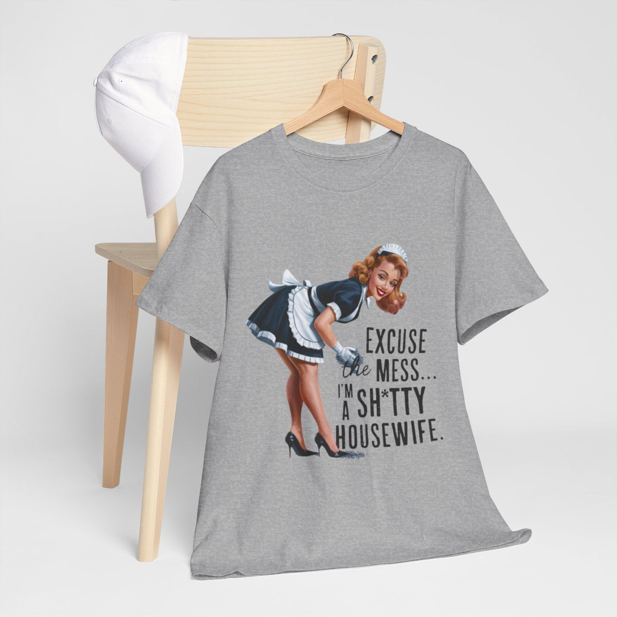 Tee shirt Femme Excuse the mess i'm sh*tty housewife idée cadeau humour drôle amusant