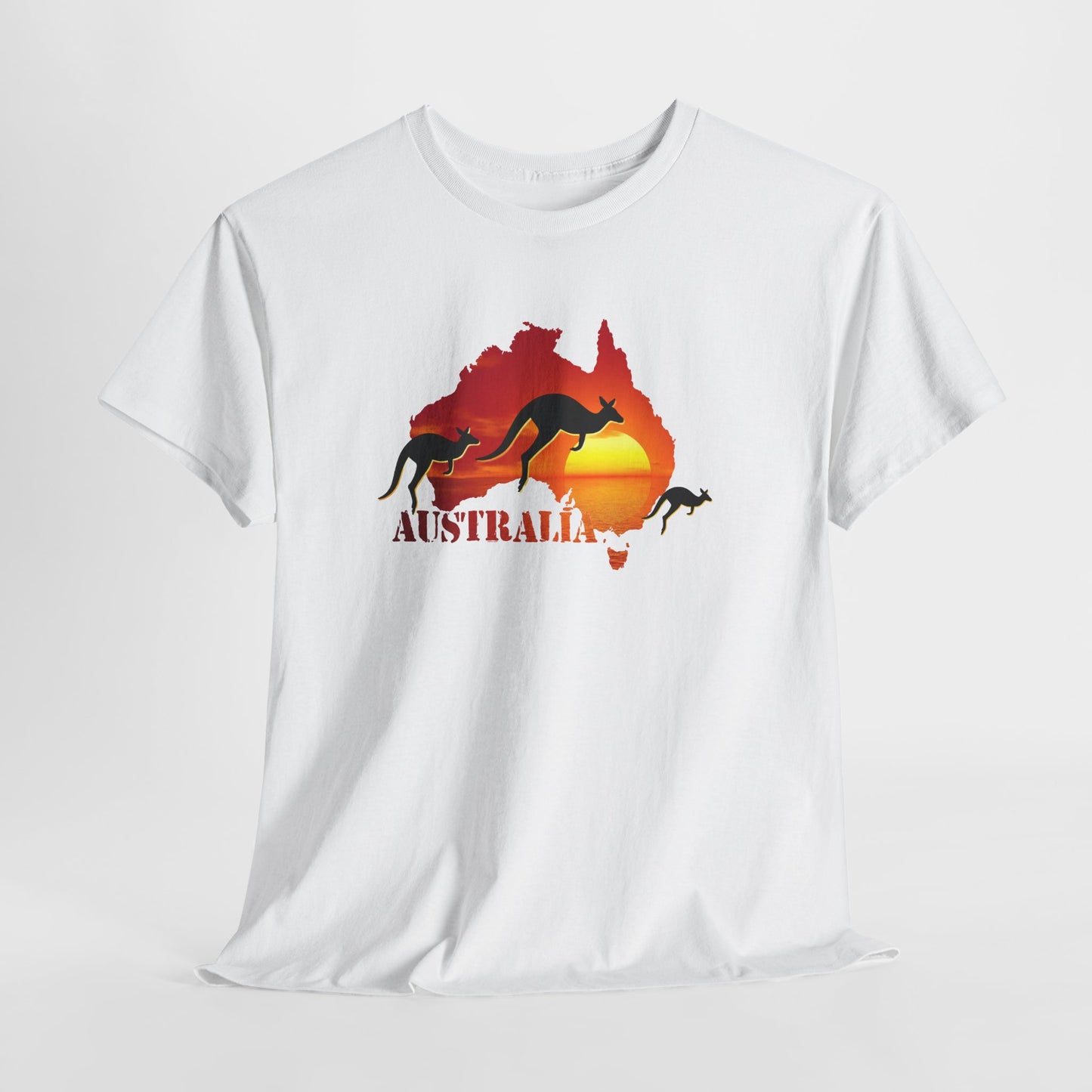 Tee Shirt Homme et Femme Australie Kangourou Coucher de Soleil Voyage Nature Paysage Australien Animal Sauvage Cadeau