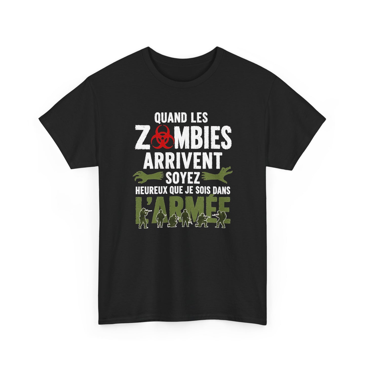Tee Shirt Homme et Femme Zombie Armée Militaire Humour Survival Apocalypse Idée Cadeau