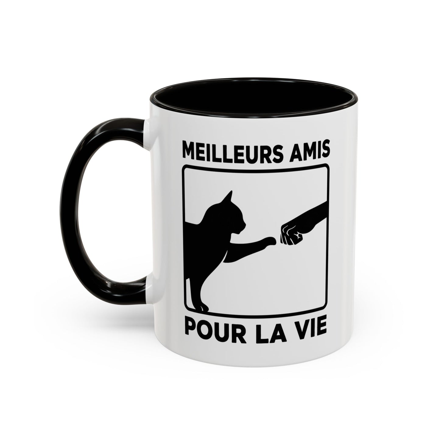 Tasse Chat Homme et Femme – Meilleurs Amis pour la Vie – Mug Amitié Chat et Humain – Cadeau Original pour Amoureux des Chats – 325 ml